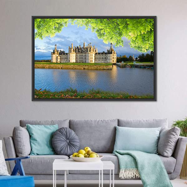 Chambord Castle France Canvas Wall Art-1 Piece-Floating Frame-42" x 14"-Tiaracle