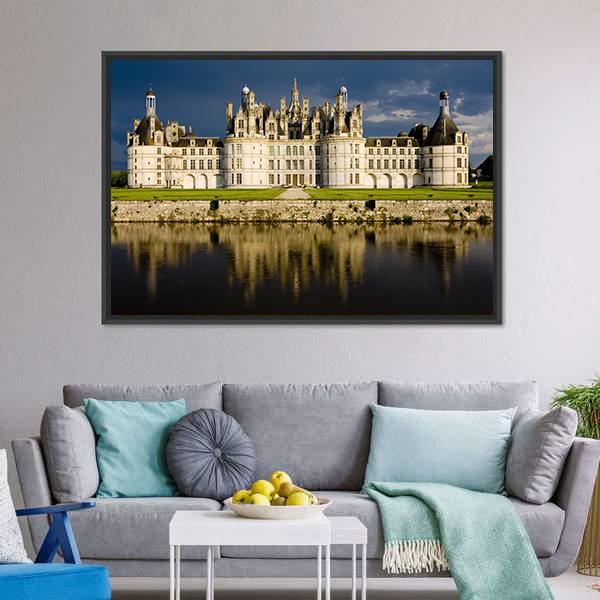 Chambord Castle Canvas Wall Art-1 Piece-Floating Frame-36" x 12"-Tiaracle