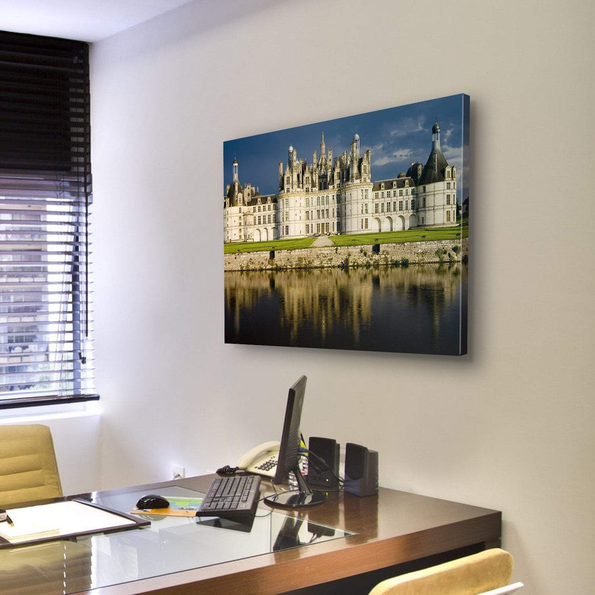 Chambord Castle Canvas Wall Art-3 Horizontal-Gallery Wrap-25" x 16"-Tiaracle
