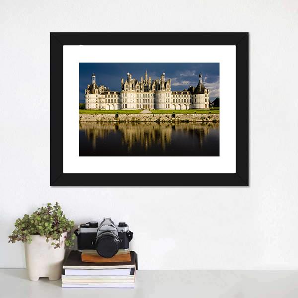 Chambord Castle Canvas Wall Art-1 Piece-Framed Print-20" x 16"-Tiaracle