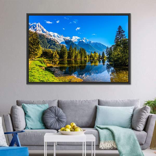 Chamonix City Park Canvas Wall Art-1 Piece-Floating Frame-36" x 12"-Tiaracle