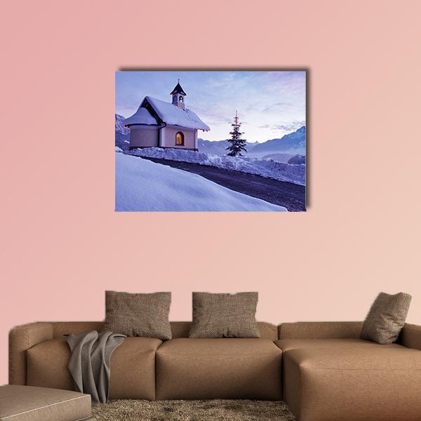 Chapel At Lockstein Berchtesgaden Canvas Wall Art-1 Piece-Gallery Wrap-48" x 32"-Tiaracle