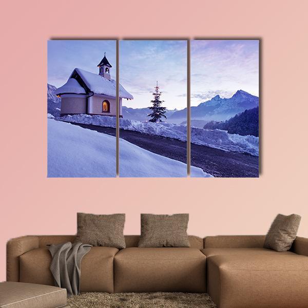 Chapel At Lockstein Berchtesgaden Canvas Wall Art-3 Horizontal-Gallery Wrap-37" x 24"-Tiaracle