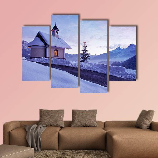 Chapel At Lockstein Berchtesgaden Canvas Wall Art-4 Pop-Gallery Wrap-50" x 32"-Tiaracle