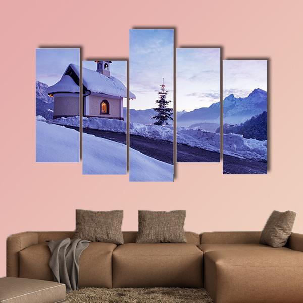 Chapel At Lockstein Berchtesgaden Canvas Wall Art-5 Pop-Gallery Wrap-47" x 32"-Tiaracle