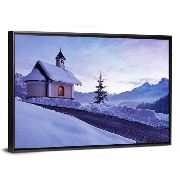 Chapel At Lockstein Berchtesgaden Canvas Wall Art-3 Horizontal-Gallery Wrap-25" x 16"-Tiaracle