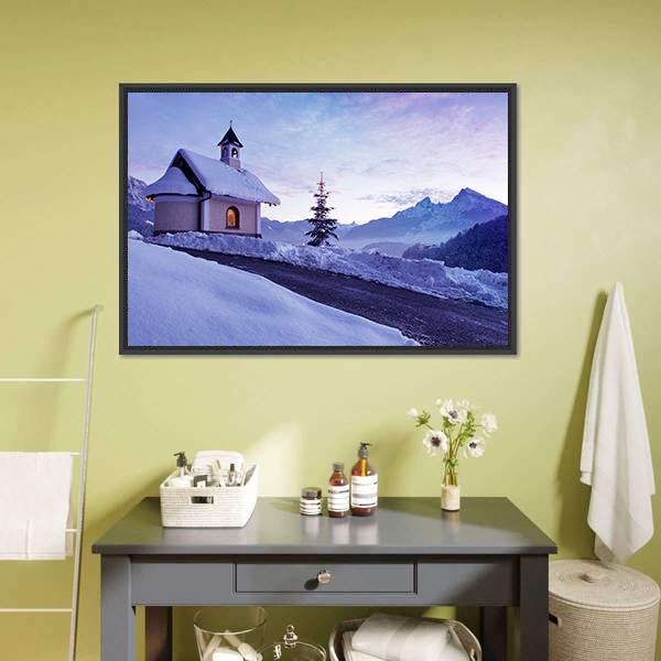 Chapel At Lockstein Berchtesgaden Canvas Wall Art-3 Horizontal-Gallery Wrap-25" x 16"-Tiaracle