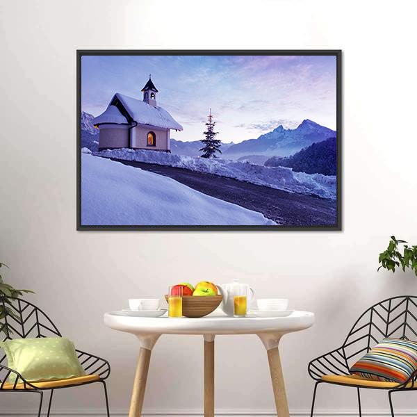 Chapel At Lockstein Berchtesgaden Canvas Wall Art-3 Horizontal-Gallery Wrap-25" x 16"-Tiaracle