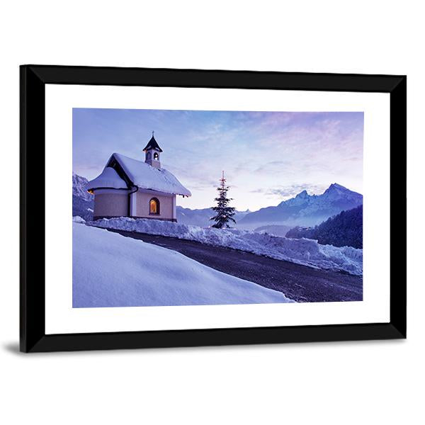 Chapel At Lockstein Berchtesgaden Canvas Wall Art-3 Horizontal-Gallery Wrap-25" x 16"-Tiaracle