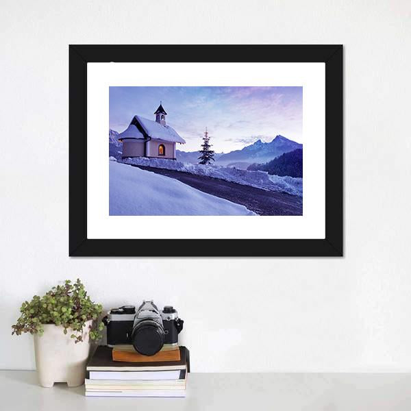 Chapel At Lockstein Berchtesgaden Canvas Wall Art-1 Piece-Framed Print-20" x 16"-Tiaracle