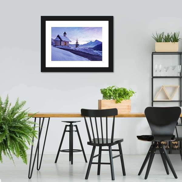 Chapel At Lockstein Berchtesgaden Canvas Wall Art-3 Horizontal-Gallery Wrap-25" x 16"-Tiaracle