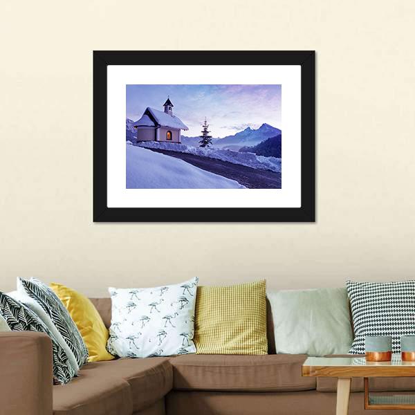 Chapel At Lockstein Berchtesgaden Canvas Wall Art-3 Horizontal-Gallery Wrap-25" x 16"-Tiaracle