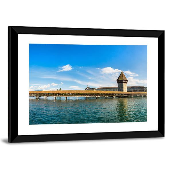 Chapel Bridge In Lucerne Panoramic Canvas Wall Art-1 Piece-36" x 12"-Tiaracle