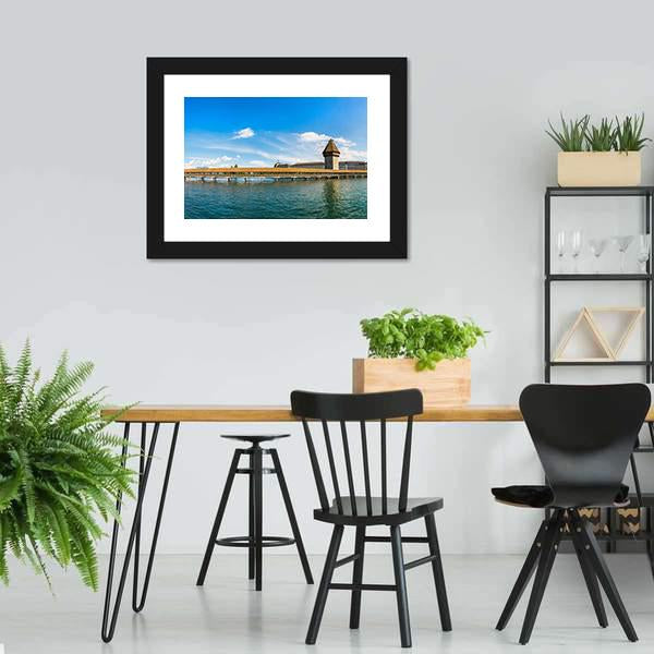 Chapel Bridge In Lucerne Panoramic Canvas Wall Art-1 Piece-36" x 12"-Tiaracle