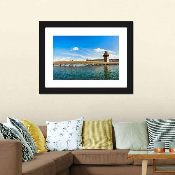 Chapel Bridge In Lucerne Panoramic Canvas Wall Art-1 Piece-36" x 12"-Tiaracle