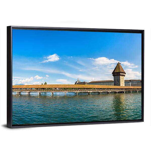 Chapel Bridge In Lucerne Panoramic Canvas Wall Art-1 Piece-36" x 12"-Tiaracle