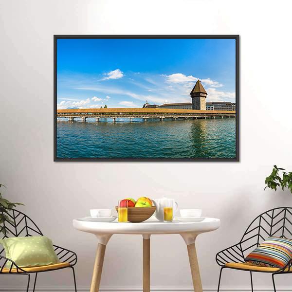 Chapel Bridge In Lucerne Panoramic Canvas Wall Art-1 Piece-36" x 12"-Tiaracle