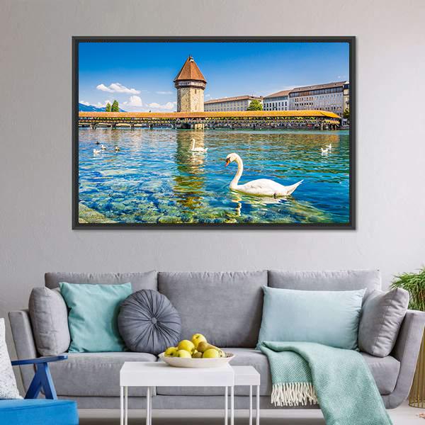 Chapel Bridge Panoramic Canvas Wall Art-1 Piece-36" x 12"-Tiaracle