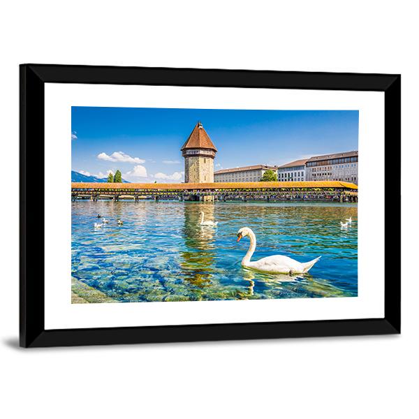 Chapel Bridge Panoramic Canvas Wall Art-1 Piece-36" x 12"-Tiaracle
