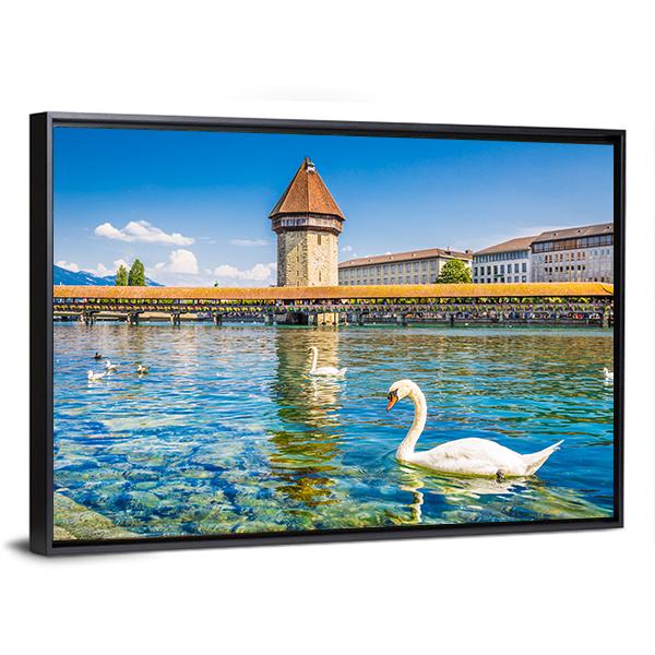 Chapel Bridge Panoramic Canvas Wall Art-1 Piece-36" x 12"-Tiaracle