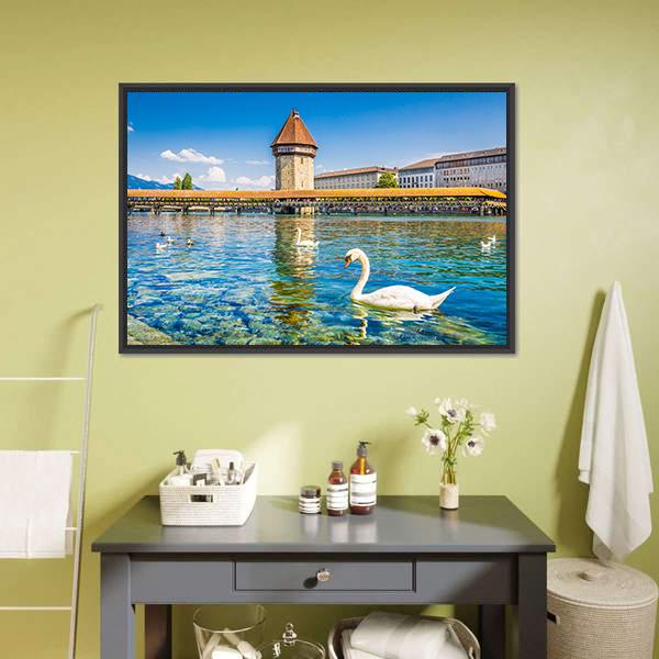 Chapel Bridge Panoramic Canvas Wall Art-1 Piece-36" x 12"-Tiaracle