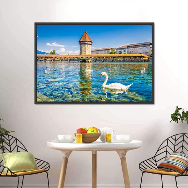 Chapel Bridge Panoramic Canvas Wall Art-1 Piece-36" x 12"-Tiaracle