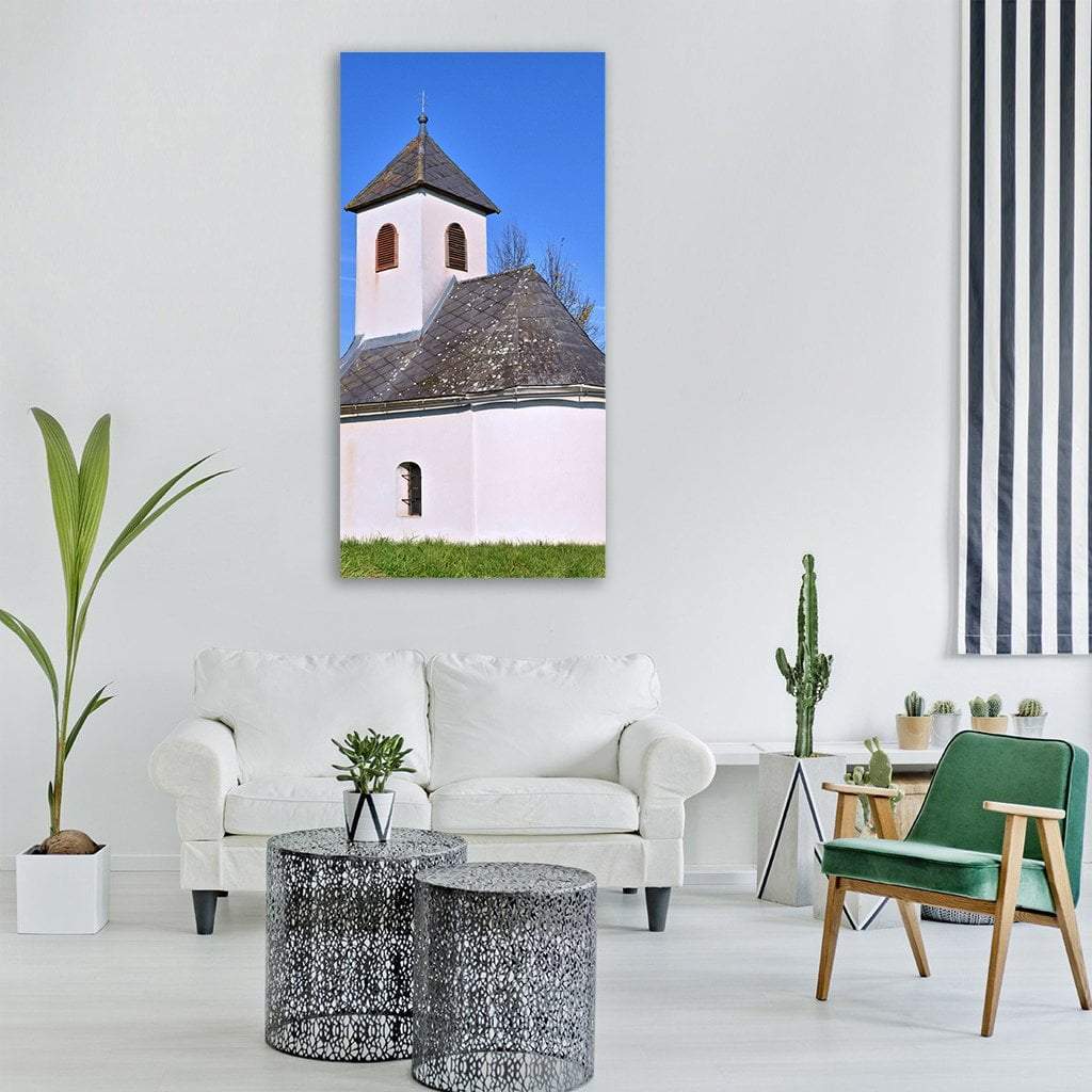 Chapel In Autumn Sky Vertical Canvas Wall Art-1 Vertical-Gallery Wrap-12" x 24"-Tiaracle