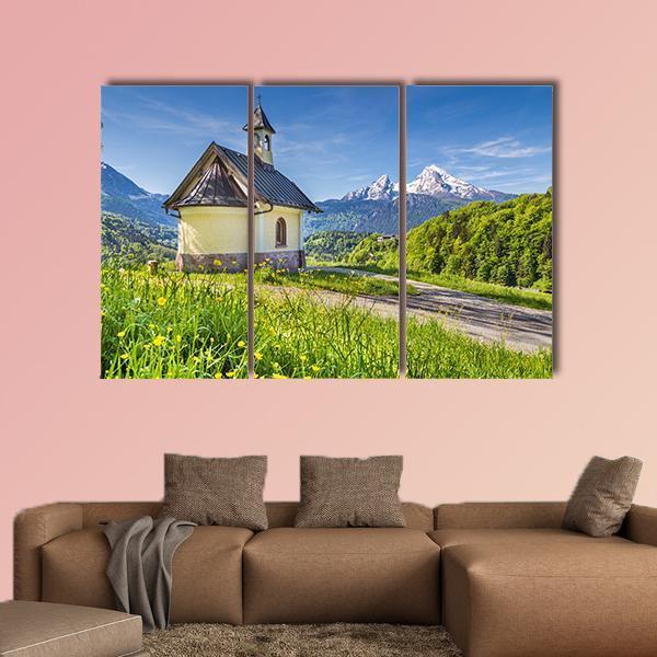 Chapel In Berchtesgaden Canvas Wall Art-3 Horizontal-Gallery Wrap-37" x 24"-Tiaracle