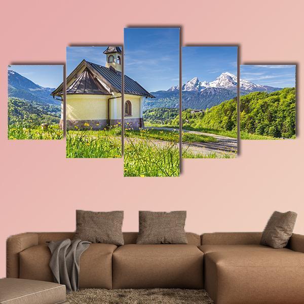 Chapel In Berchtesgaden Canvas Wall Art-5 Star-Gallery Wrap-62" x 32"-Tiaracle