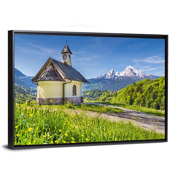 Chapel In Berchtesgaden Canvas Wall Art-3 Horizontal-Gallery Wrap-25" x 16"-Tiaracle
