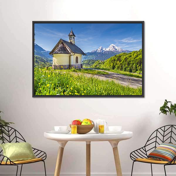 Chapel In Berchtesgaden Canvas Wall Art-3 Horizontal-Gallery Wrap-25" x 16"-Tiaracle