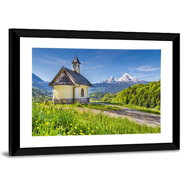 Chapel In Berchtesgaden Canvas Wall Art-3 Horizontal-Gallery Wrap-25" x 16"-Tiaracle