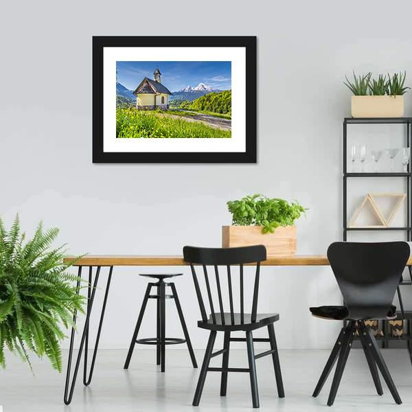 Chapel In Berchtesgaden Canvas Wall Art-3 Horizontal-Gallery Wrap-25" x 16"-Tiaracle