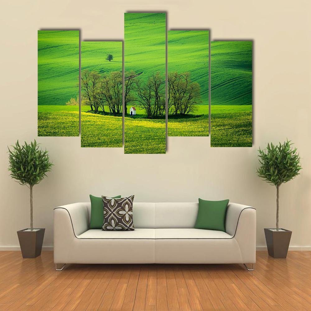 Chapel Of St Barbara At Spring Canvas Wall Art-5 Pop-Gallery Wrap-47" x 32"-Tiaracle