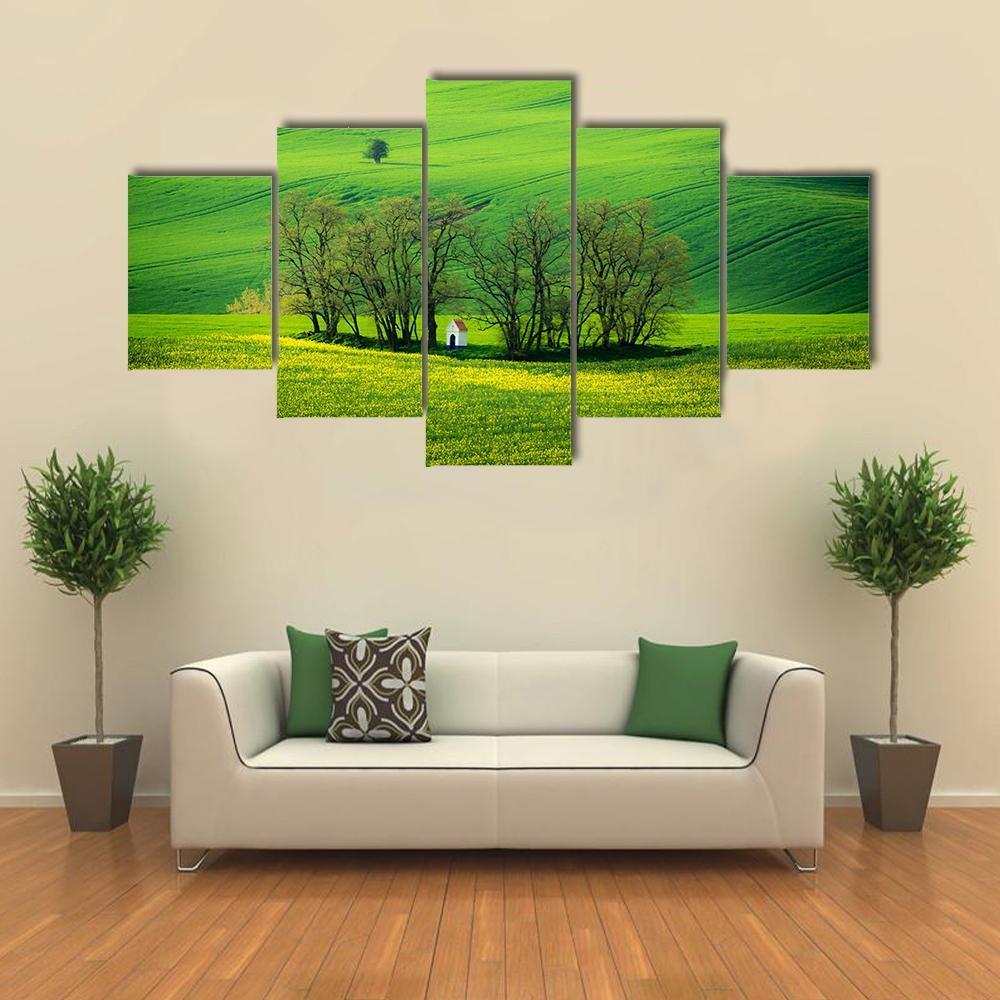 Chapel Of St Barbara At Spring Canvas Wall Art-5 Star-Gallery Wrap-62" x 32"-Tiaracle