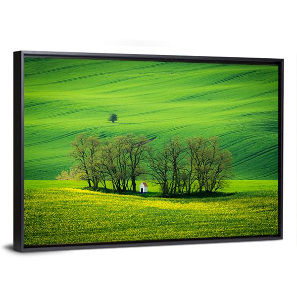 Chapel Of St Barbara At Spring Canvas Wall Art-3 Horizontal-Gallery Wrap-25" x 16"-Tiaracle