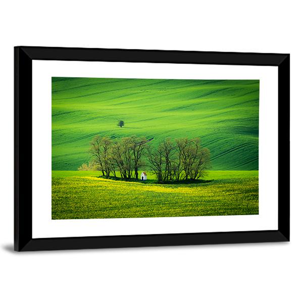 Chapel Of St Barbara At Spring Canvas Wall Art-3 Horizontal-Gallery Wrap-25" x 16"-Tiaracle