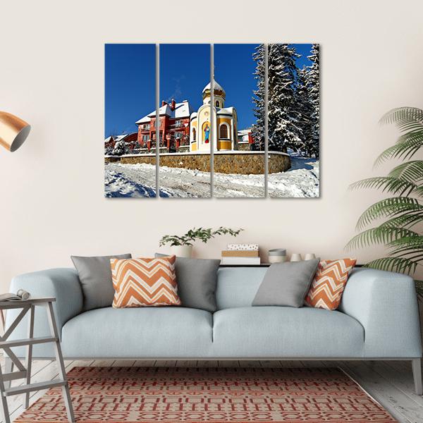 Chapel With The Face Of Saint On Wall And Dome Canvas Wall Art-4 Horizontal-Gallery Wrap-34" x 24"-Tiaracle