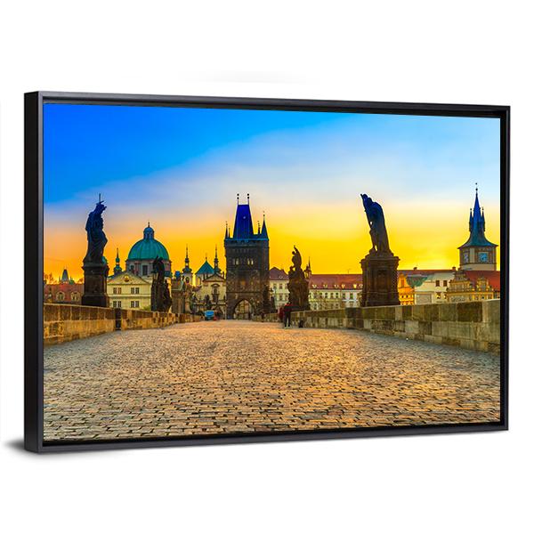 Charles Bridge And Old Town Canvas Wall Art-3 Horizontal-Gallery Wrap-25" x 16"-Tiaracle