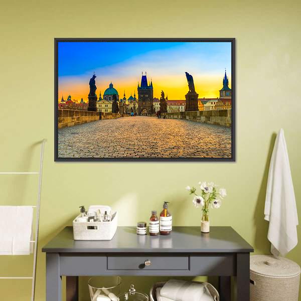 Charles Bridge And Old Town Canvas Wall Art-3 Horizontal-Gallery Wrap-25" x 16"-Tiaracle