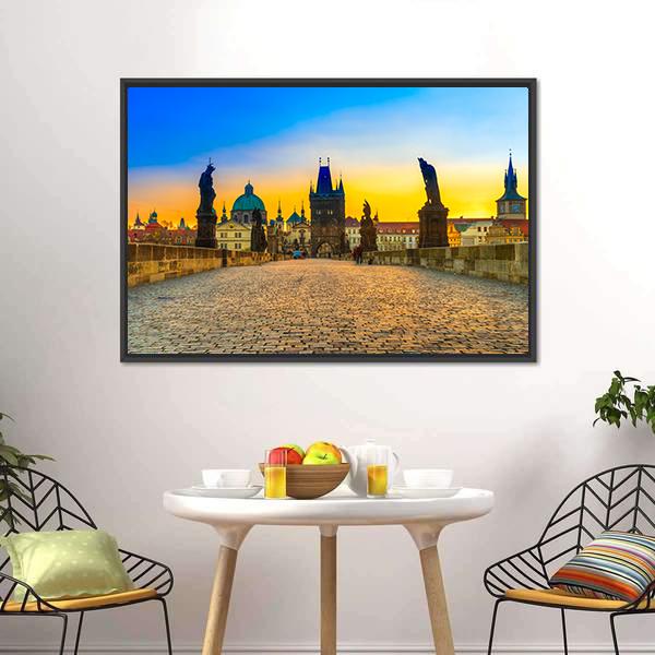 Charles Bridge And Old Town Canvas Wall Art-3 Horizontal-Gallery Wrap-25" x 16"-Tiaracle