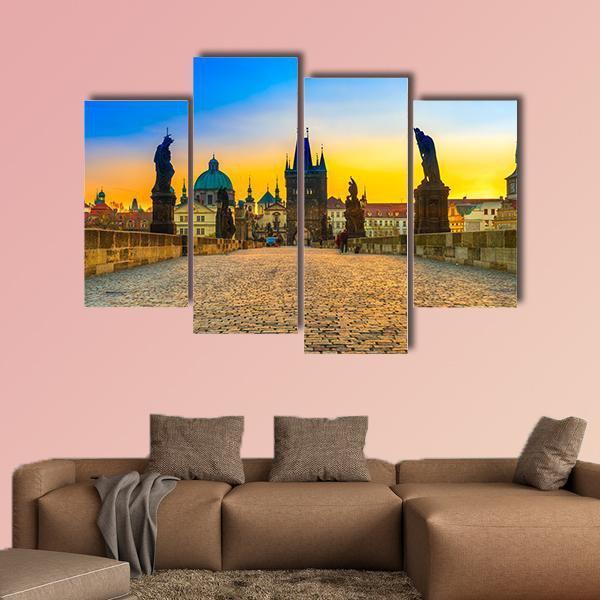 Charles Bridge And Old Town Canvas Wall Art-4 Pop-Gallery Wrap-50" x 32"-Tiaracle