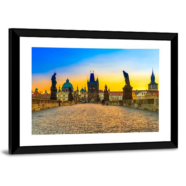 Charles Bridge And Old Town Canvas Wall Art-3 Horizontal-Gallery Wrap-25" x 16"-Tiaracle
