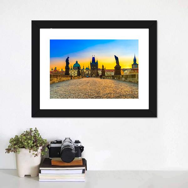 Charles Bridge And Old Town Canvas Wall Art-1 Piece-Framed Print-20" x 16"-Tiaracle