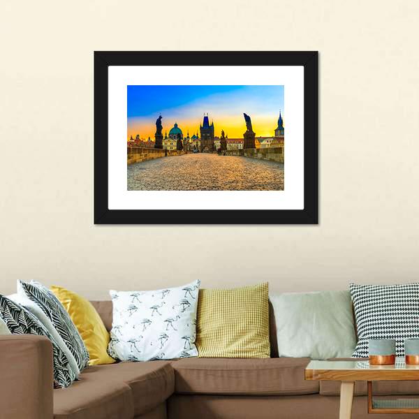 Charles Bridge And Old Town Canvas Wall Art-3 Horizontal-Gallery Wrap-25" x 16"-Tiaracle
