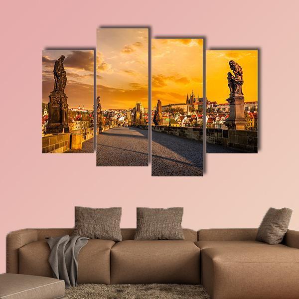 Charles Bridge &amp; Prague Castle Canvas Wall Art-4 Pop-Gallery Wrap-50" x 32"-Tiaracle
