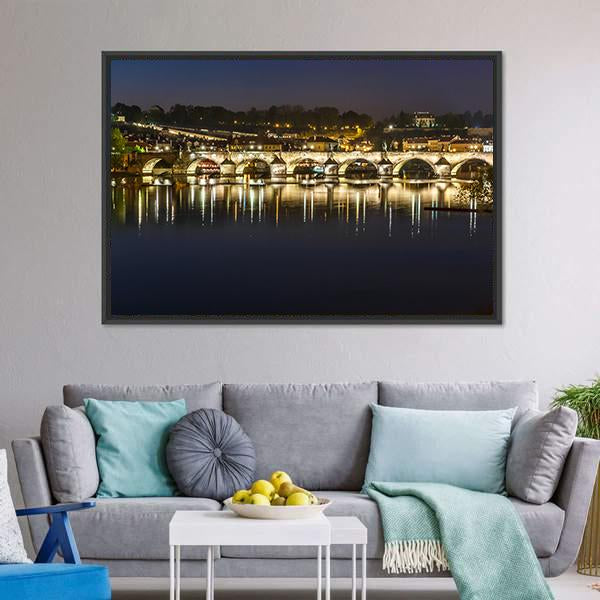 Charles Bridge Canvas Wall Art-1 Piece-Floating Frame-24" x 16"-Tiaracle