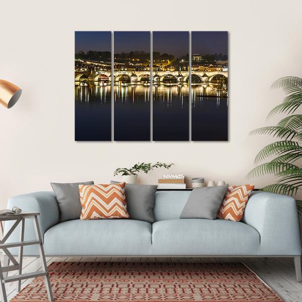 Charles Bridge Canvas Wall Art-4 Horizontal-Gallery Wrap-34" x 24"-Tiaracle