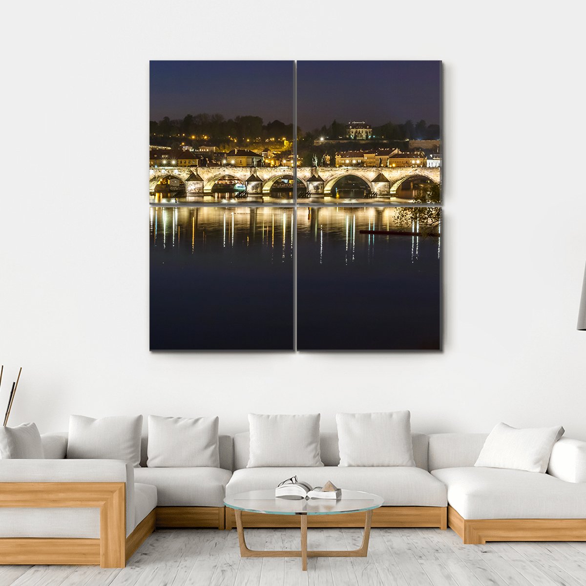 Charles Bridge Canvas Wall Art-4 Square-Gallery Wrap-17" x 17"-Tiaracle