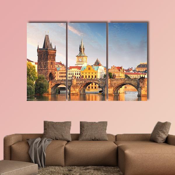 Charles Bridge Prague Canvas Wall Art-3 Horizontal-Gallery Wrap-25" x 16"-Tiaracle